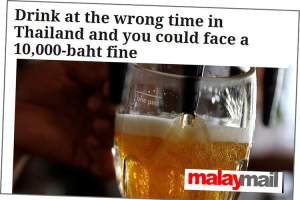 En malaysisk avis er blant en mengde medier som har rapportert om Thailand og alkohollovgivning de siste par dagene.