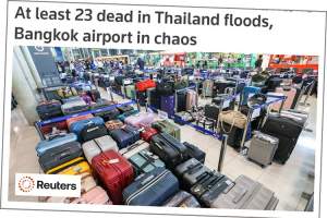 Bagasjekaos p&aring; Suvarnabhumi.